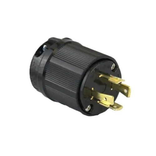 Techspan L17-30P, Twisting Lock Male Plug, 30A 600V, 3 Phase, 3-Pole 4-Wire Grounding, Black Nylon