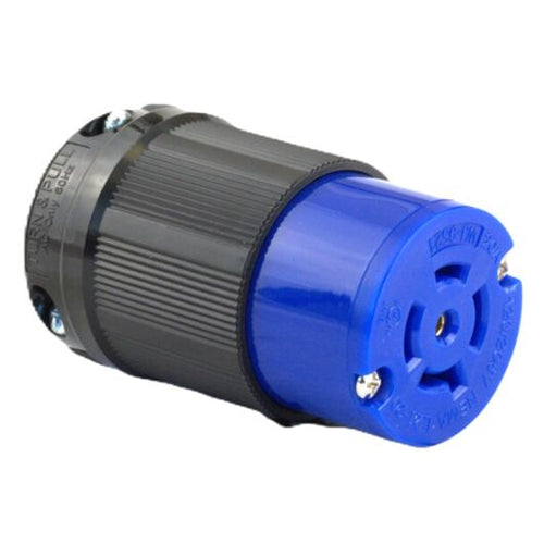 Techspan L21-20C, Twisting Lock Female Connector, 20A 120/208V, 3 Phase Wye, 4-Pole 5-Wire Grounding, Blue Nylon