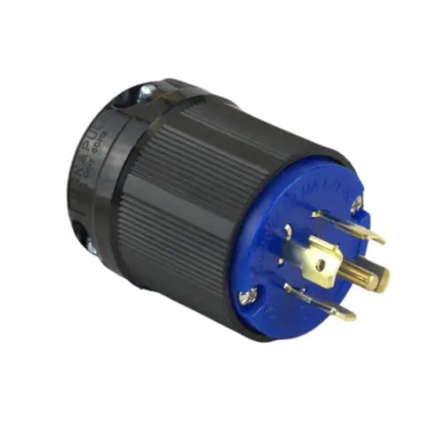 Techspan L21-20P, Twisting Lock Male Plug, 20A 120/208V, 3 Phase Wye, 4-Pole 5-Wire Grounding, Blue Nylon