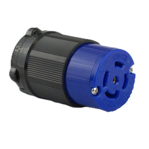 Techspan L21-30C, Twisting Lock Female Connector, 30A 120/208V, 3 Phase Wye, 4-Pole 5-Wire Grounding, Blue Nylon