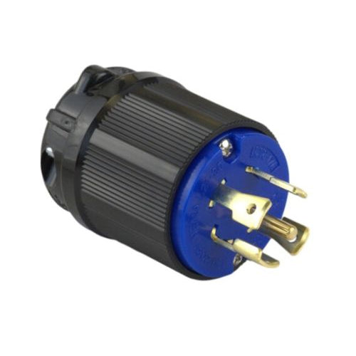 Techspan L21-30P, Twisting Lock Male Plug, 30A 120/208V, 3 Phase Wye, 4-Pole 5-Wire Grounding, Blue Nylon