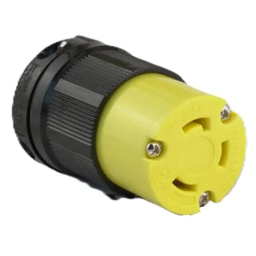 Techspan L5-30C, Twisting Lock Female Connector, 30A 125V, 2-Pole 3-Wire Grounding, 1-Phase, Yellow Polycarbonate