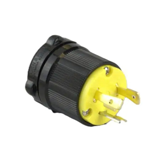 Techspan L5-30P, Twisting Lock Male Plug, 30A 125V, 2-Pole 3-Wire Grounding, 1-Phase, Yellow Polycarbonate