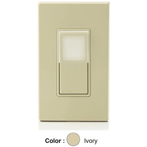 Leviton L5614-2I, Decora LED Illuminated 4-Way AC Quiet Rocker Switch, Residential Grade, 15 Amp, 120/277 Volt, Grounding, Ivory