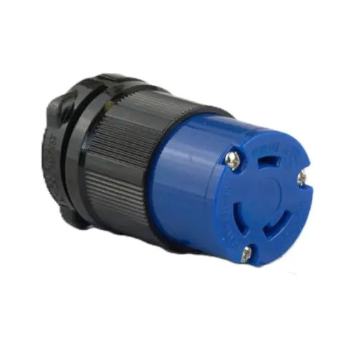 Techspan L6-30C, Twisting Lock Female Connector, 30A 250V, 2-Pole 3-Wire Grounding, 1-Phase, Blue Polycarbonate
