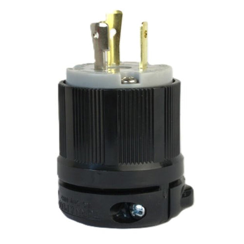Techspan L7-20P, Twisting Lock Male Plug, 20A 277V, 2-Pole 3-Wire Grounding, 1-Phase, Grey Nylon