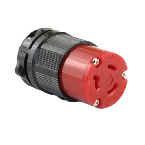 Techspan L8-20C, Twisting Lock Female Connector, 20A 480V, 2-Pole 3-Wire Grounding, 1-Phase, Red Nylon