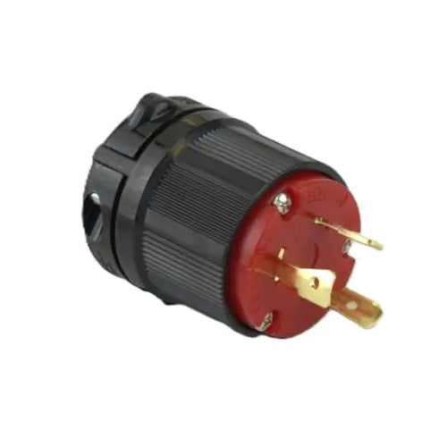Techspan L8-20P, Twisting Lock Male Plug, 20A 480V, 2-Pole 3-Wire Grounding, 1-Phase, Red Nylon