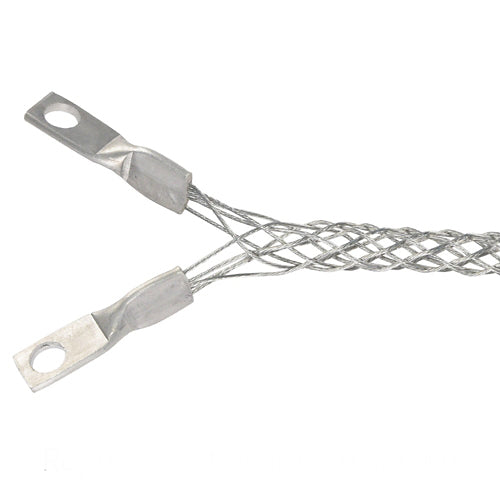 Leviton L8003-100, Wiring Device Strain Relief I-Grip, Single Weave, Double Eye, Galvanized Steel Wire with Aluminum Connector, 0.52''-0.73'' Cable Diameter Range, 1.0'' Eye Size, 7.0'' Mesh Length