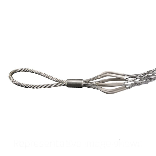 Leviton L8567-100, Double Weave Pulling Grip, Flexible Eye, Medium Duty, Closed Mesh, Galvanized Steel, 2.50''-3.00'' Cable Diameter Range, Breakload is 24500 LBS