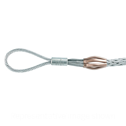 Leviton L8642-100, Multi Weave Pulling Grip, Flexible Eye, Heavy Duty, Closed Mesh, High Strength, Galvanized Steel, 0.50''-0.75'' Cable Diameter Range, Breakload is 10500 LBS