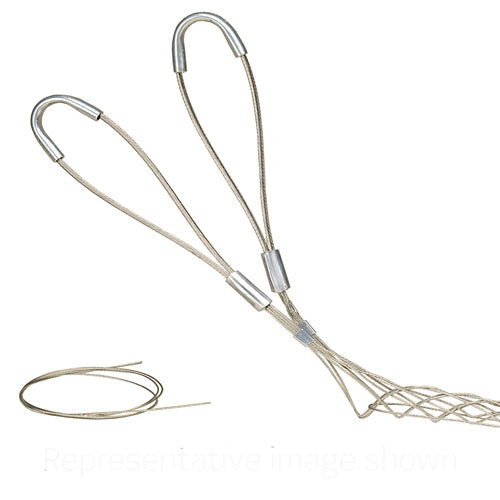 Leviton L9596-100, Standard Split Lace Support Grip, Double Eye, Single Weave, Stainless Steel, 3.50''-4.00'' Cable Diameter Range, Breakload is 4900 LBS