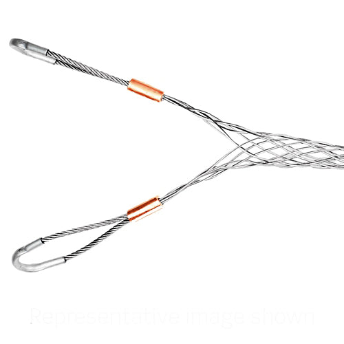 Leviton L9715-100, Heavy Duty Support Grip, Double ''U'' Eye, Single Weave, Closed Mesh, Stainless Steel, 2.00''-2.50'' Cable Diameter Range, Breakload is 8940 LBS