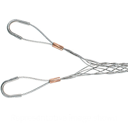 Leviton L9737-100, Heavy Duty Split Lace Support Grip, Double Eye, Single Weave, Stainless Steel, 3.00''-3.50'' Cable Diameter Range, Breakload is 13420 LBS