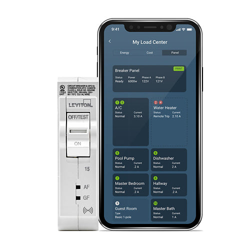 Leviton LB115-DS, 15A 1-Pole Smart AFCI/GFCI Dual Function Branch Circuit Breaker with Hydraulic Magnetic Trip Technology and Plug-On Installation, 120V, 10kA Short-Circuit Rating