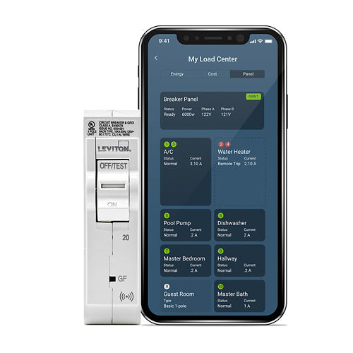 Leviton LB120-ES, 20A 1-Pole Smart GFPE Branch Circuit Breaker with Hydraulic Magnetic Trip Technology and Plug-On Installation, 120V, 10kA Short-Circuit Rating