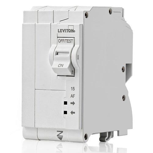 Leviton LB215-AF, 15A 2-Pole AFCI Branch Circuit Breaker with Hydraulic Magnetic Trip Technology and Plug-On Installation, 120/240 VAC, 10kA Short-Circuit Rating