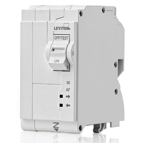 Leviton LB220-AF, 20A 2-Pole AFCI Branch Circuit Breaker with Hydraulic Magnetic Trip Technology and Plug-On Installation, 120/240 VAC, 10kA Short-Circuit Rating
