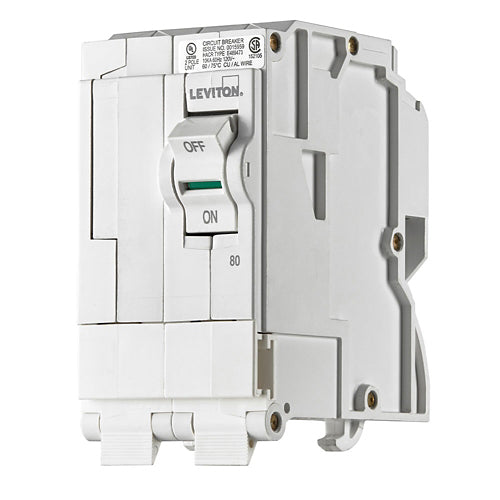 Leviton LB280, 80A 2-Pole Standard Branch Circuit Breaker with Hydraulic Magnetic Trip Technology, 120/208 and 120/240 VAC, 10kA Short-Circuit Rating