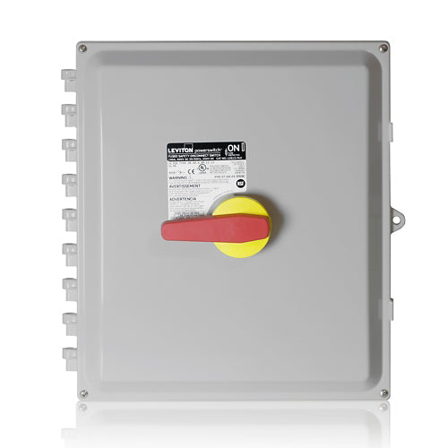 Leviton LDS10-FAX, Fused Powerswitch Safety Disconnect Switch, 100 Amp, 600 Volt, Non-Metallic Enclosure