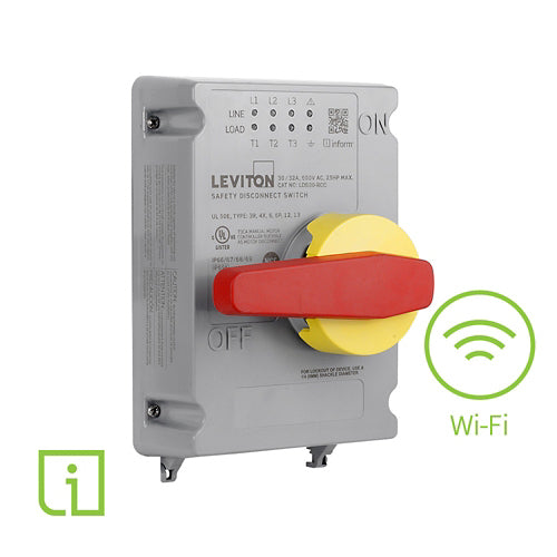 Leviton LDS30-RCC, 30/32 Amp Non-Fused Disconnect Switch Replacement Cover with Local and Remote Monitoring via Wi-Fi Inform Technology