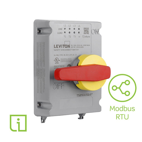 Leviton LDS30-RCM, 30/32 Amp Non-Fused Disconnect Switch Replacement Cover with Local and Remote Monitoring via Modbus RTU Inform Technology