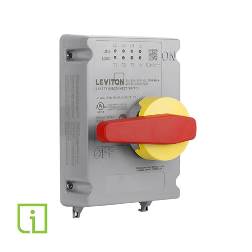 Leviton LDS30-RCS, 30/32 Amp Non-Fused Disconnect Switch Replacement Cover with Local Monitoring Inform Technology