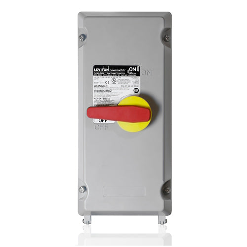 Leviton LDS60-FAX, Fused Powerswitch Safety Disconnect Switch, 60 Amp, 600 Volt, Non-Metallic Enclosure