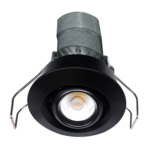 Lotus LED-1-S6W-30K-BK-24V-G, 2" Round Gimbal Mini Recessed LED Black, 24VAC/DC, 6W, 3000K Warm White, 480 Lumens, CRI 90+, 38° Beam Angle