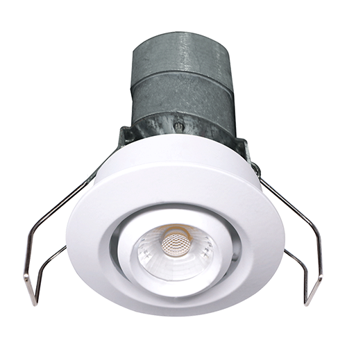 Lotus LED-1-S6W-30K-WH-24V-G, 2" Round Gimbal Mini Recessed LED White, 24VAC/DC, 6W, 3000K Warm White, 480 Lumens, CRI 90+, 38° Beam Angle