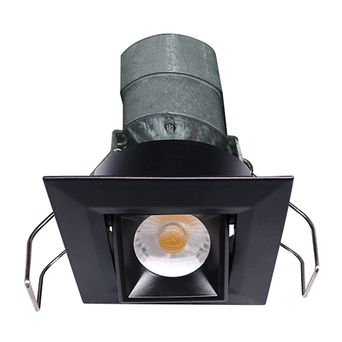 Lotus LED-1-S6W-30K-BK-24V-G-SQ, 2" Square Gimbal Mini Recessed LED Black, 24VAC/DC, 6W, 3000K Warm White, 480 Lumens, CRI 90+, 38° Beam Angle
