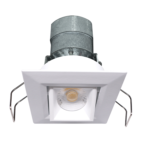 Lotus LED-1-S6W-30K-WH-24V-G-SQ, 2" Square Gimbal Mini Recessed LED White, 24VAC/DC, 6W, 3000K Warm White, 480 Lumens, CRI 90+, 38° Beam Angle