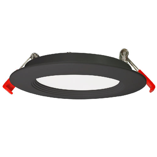 Lotus LED-S9W-5CCT-BK-R-BF, 4" LED Black  Round Baffle Budget Regressed, 9W, 120VAC, 5CCT, 685-780 Lumens, Dimmable