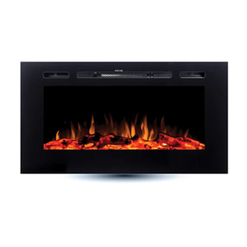 ORTECH LEDFP-72, Legacy Series, 72" Wall-Mounted, Recessed Electric Fireplace, With Vent Located at the Front, 750W/1500W, 110-120VAC, Black