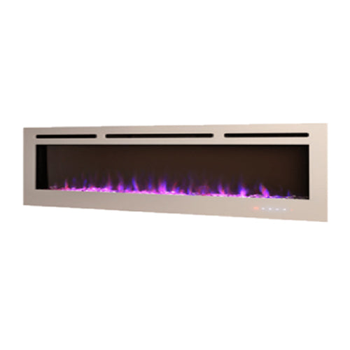 ORTECH LEDFP-72W, Legacy Series, 72" Wall-Mounted, Recessed Electric Fireplace, With Vent Located at the Front, 750W/1500W, 110-120VAC, White