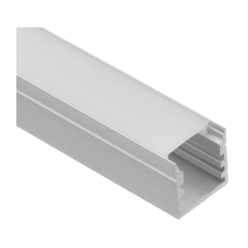 Lotus LH-1415-SW-8FT-1P, 1 piece of 8 ft Surface Mount Aluminum Profile 14 x 15 mm with White Diffused Cover