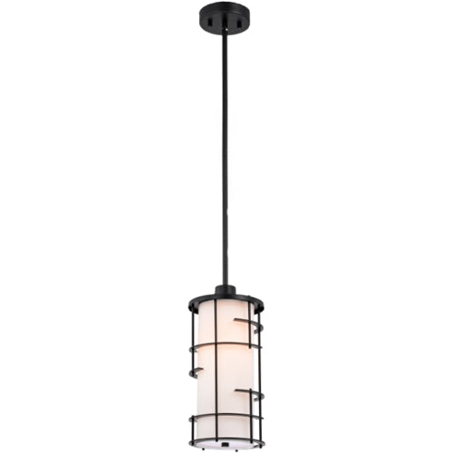 Litup LIT2730BK-WH, 1-Light Pendant, 100W, Medium E26 Base, Black Metal Frame with White Shade