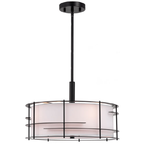 Litup LIT2732BK-WH, 4-Light 16'' Pendant, 100W, Medium E26 Base, Black Metal Frame with White Shade