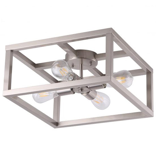 Litup LIT3342SN+MC, 4-Light 16'' Semi Flush Mount, 60W, Medium E26 Base, Satin Nickel Finish with Replaceable Multi Color Socket Rings