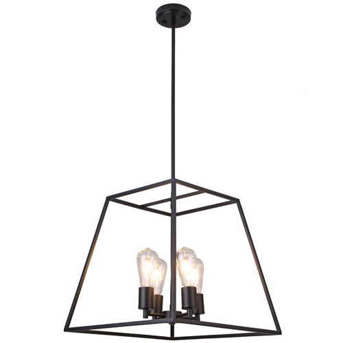 Litup LIT3833BK+MC, 18'' 4-Light Pendant, 60W, Medium E26 Base, Black Finish with Replaceable Multi Color Socket Rings