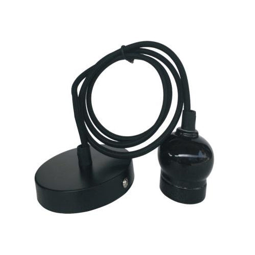 Litup LIT4929BK, Ceramic Socket with 6ft Cord, 60W, Black Finish