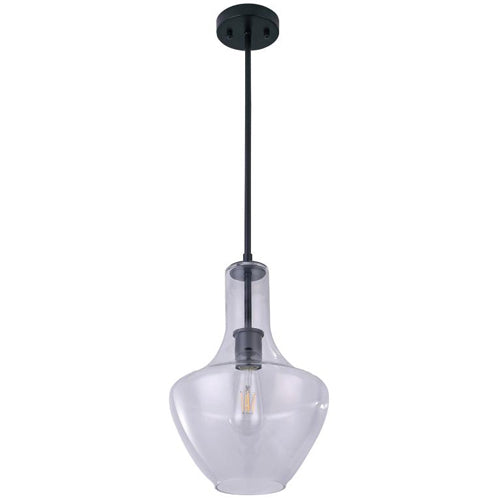 Litup LIT5630BK+MC-CL, 10.5'' 1-Light Pendant, 60W, Medium E26 Base, Black Finish with Clear Glass, Replaceable Multi Color Socket Rings Included