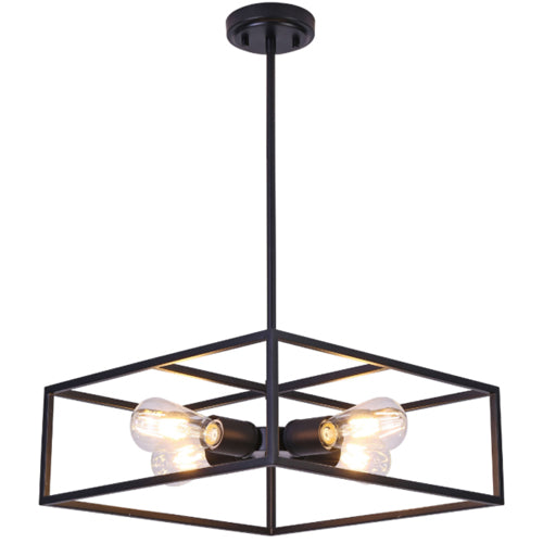 Litup LIT5732BK+MC, 16'' 4-Light Pendant, 60W, Medium E26 Base, Black Finish with Replaceable Multi Color Socket Rings