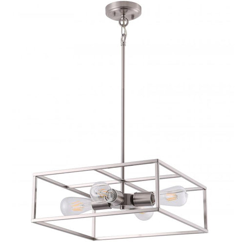 Litup LIT5732SN+MC, 16'' 4-Light Pendant, 60W, Medium E26 Base, Satin Nickel Finish with Replaceable Multi Color Socket Rings