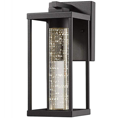 Litup LIT59186BK-3K, 11'' LED Outdoor Wall Light, 7W, 3000K, 600 Lumens, Black Finish with Seaded Glass