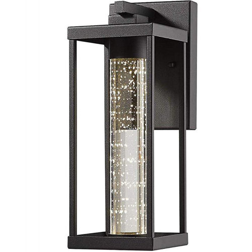 Litup LIT59188BK-3K, 13'' LED Outdoor Wall Light, 7W, 3000K, 600 Lumens, Black Finish with Seaded Glass