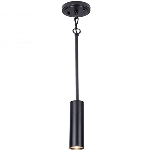 Litup LIT6731BK, 9'' Long Cylindrical Pendant, GU10, 15W, Black Finish, With Chain Link and Loop for Slop Ceiling