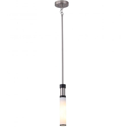 Litup LIT6830SN+BK-OP, 2'' 1-Light Mini Pendant, 25W, Medium E26 Base, Satin Nickel Finish with Black Socket Rings, Opal Glass