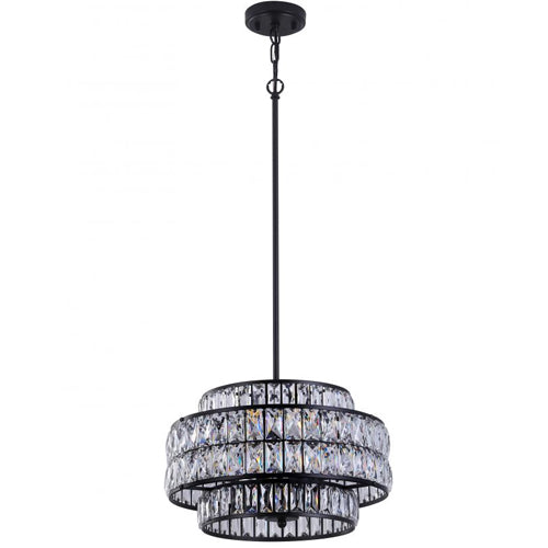 Litup LIT7432BK-CRY, 16'' 4-Light Pendant, 60W, Medium E26 Base, Black Finish with K9 Crystal Panels