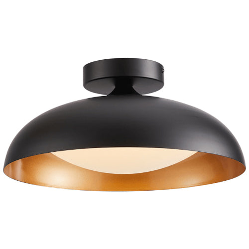 Litup LIT7609BK-GD-3CCT, 12‘’ LED Flush Mount, 12W, 1320 Lumens, 3000/4000/6000K, Dimmable, Black Finish with Gold Inside